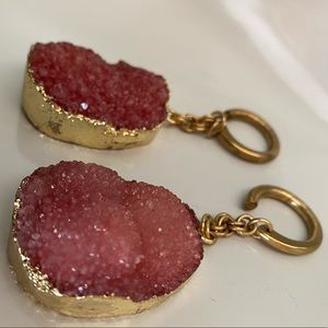 Pair of Peach Treats Pink Druzy Ear weights with 8g hooks.